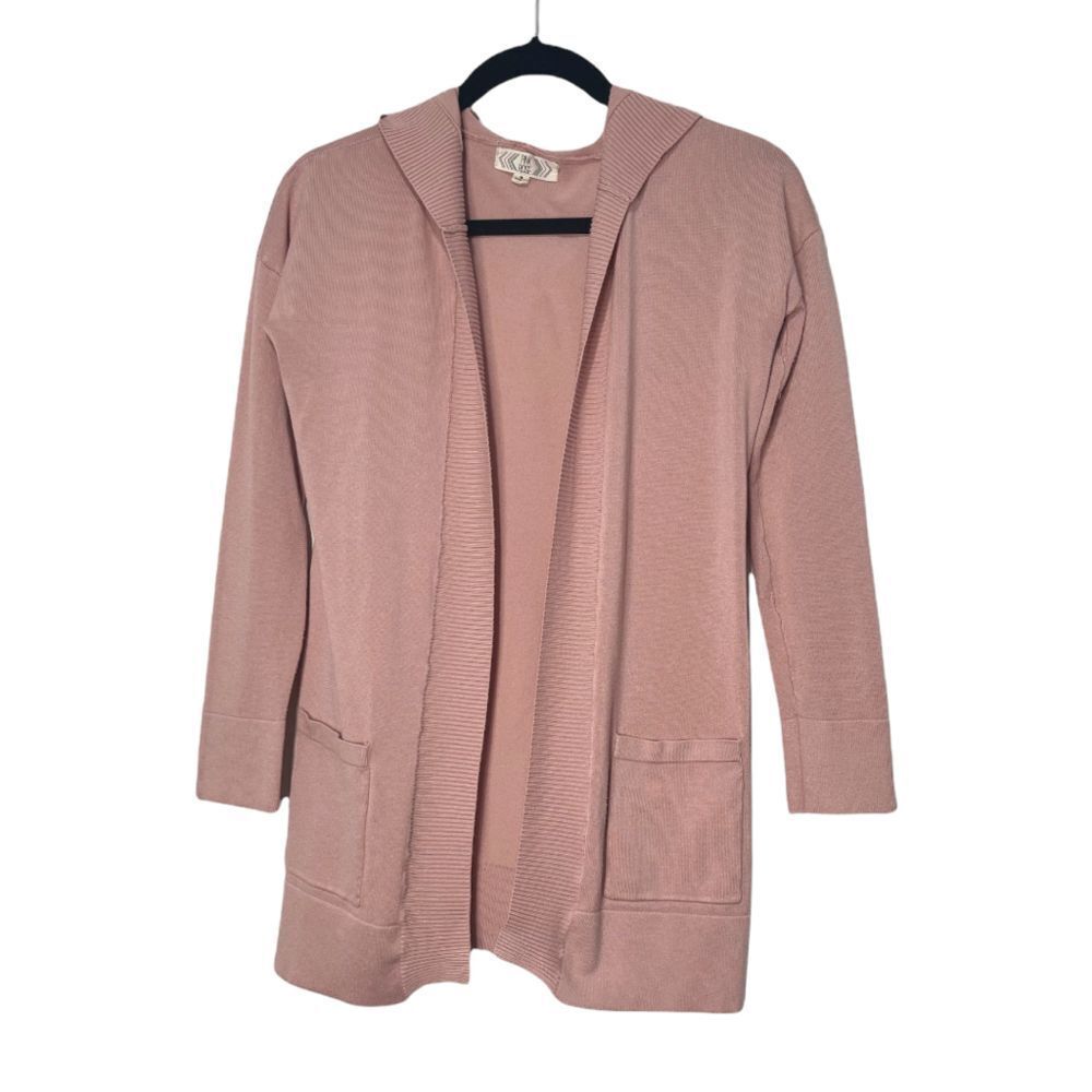 Pink Rose‎ Open Front Hoodie Cardigan Pink M